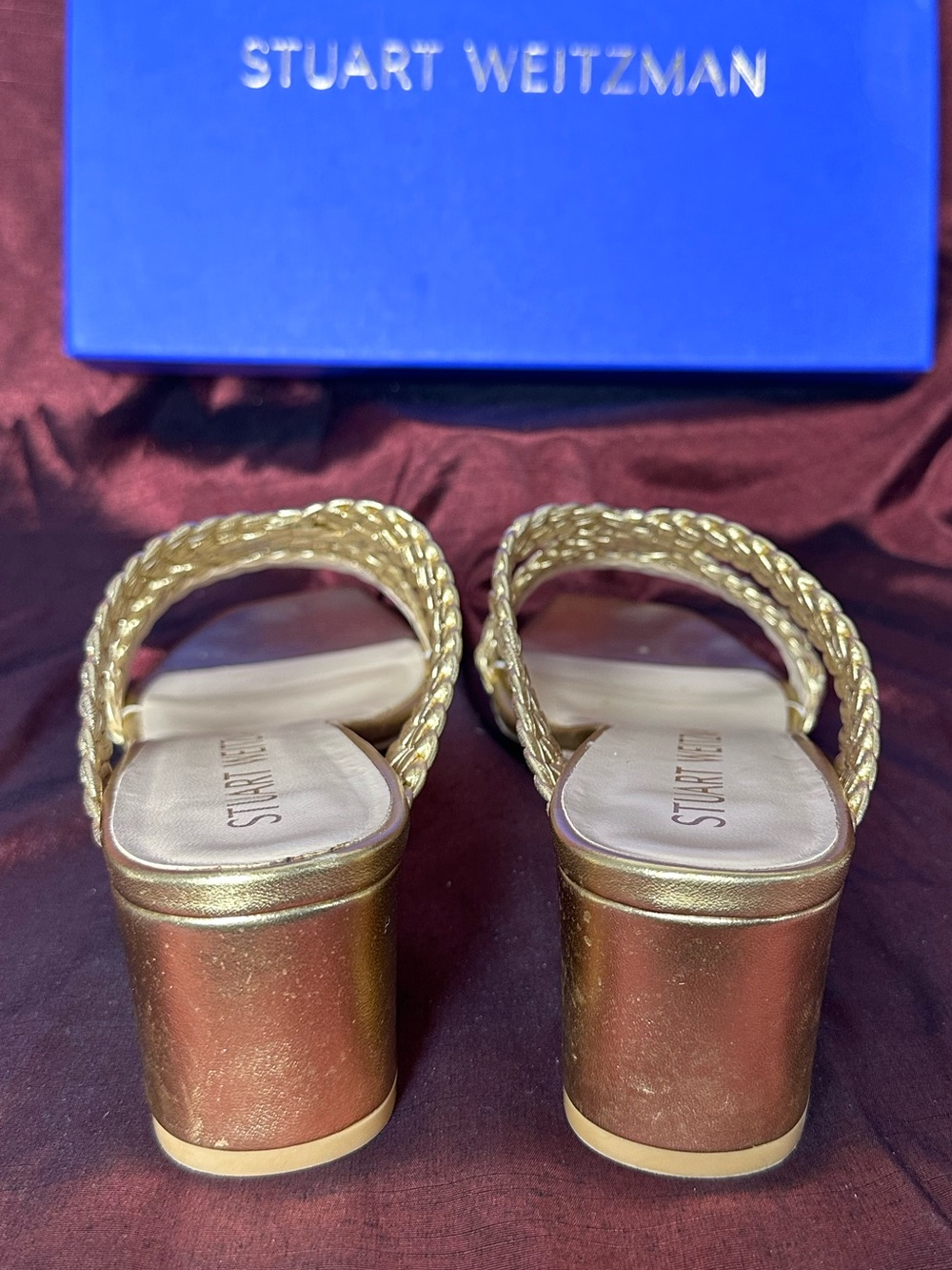 ✨ Gold Stuart Weitzman Rosie Braided Sandals Sz 10 ✨ - Picture 5 of 8